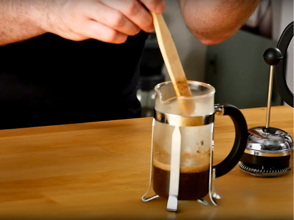 How To Make French Press Coffee - Step – Stir gently to mix the coffee and water.