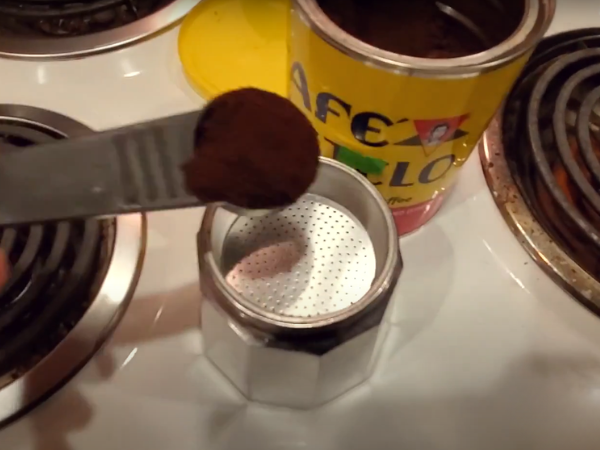 How to Make the Perfect Café Bustelo - Fill the Filter Basket with Coffee